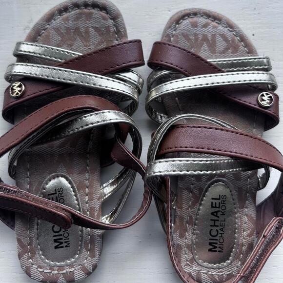 Michael Kors tan/gold toddler girls 9 EUC Strappy Beachy summer - Picture 1 of 2